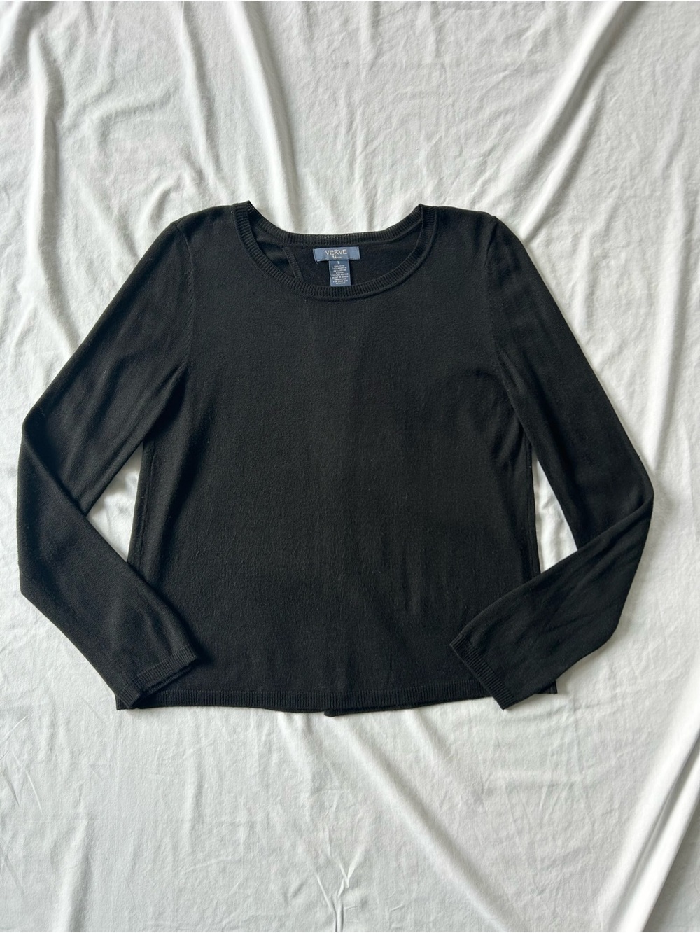 Verve Blues Black Open Back Long Sleeve Lightweight Sweater
